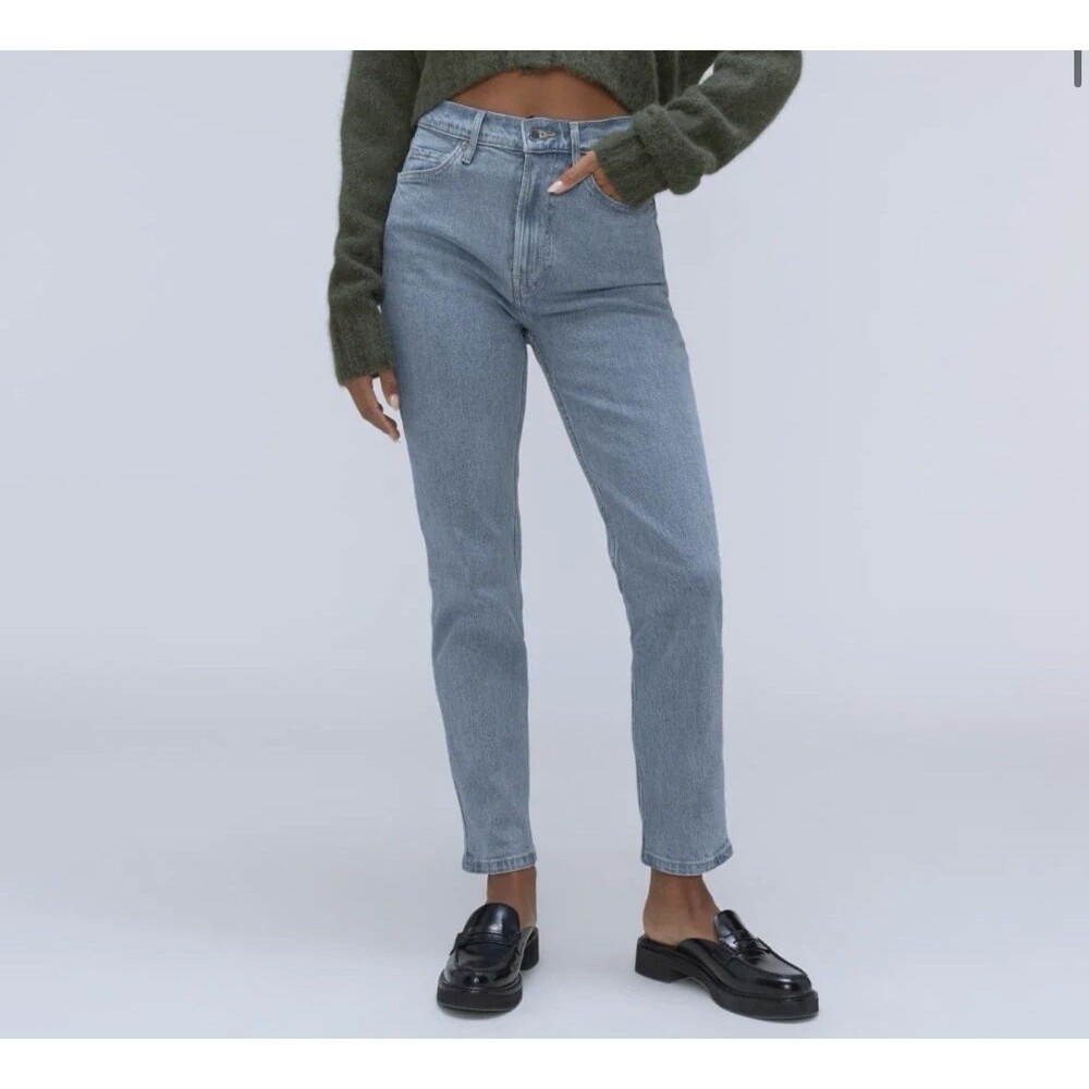 Everlane Womens The Original Cheeky Jeans Cotton High Rise Blue SZ 27 Crop